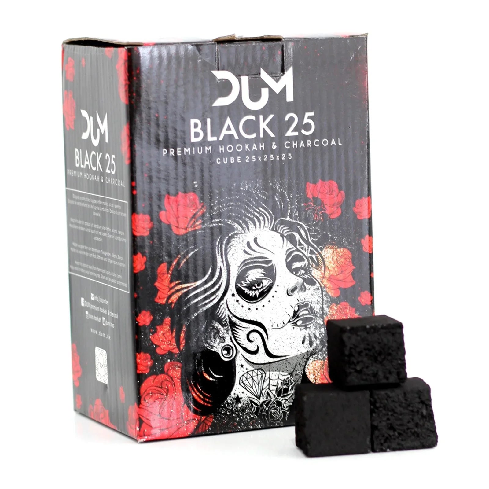 Dum 25mm Black Kolen 1 kg C25 - geur- en smaakvrije waterpijp kolen van Dum Charcoal