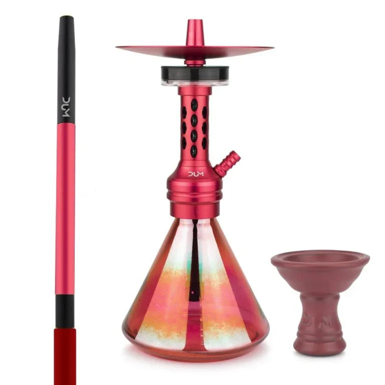 Dum A07 Techno Smoke shisha rood - waterpijp met aluminium kolom en LED-effect