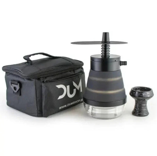 DUM Accordion opvouwbare reiswaterpijp zwart met draagtas - shisha travel set compleet