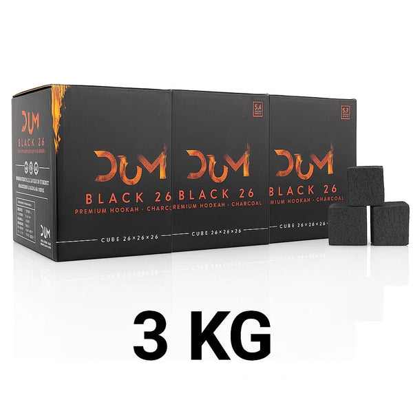 DUM Black 26 mm kokoskolen 3 kg verpakking - waterpijp kolen van kokosnootschalen