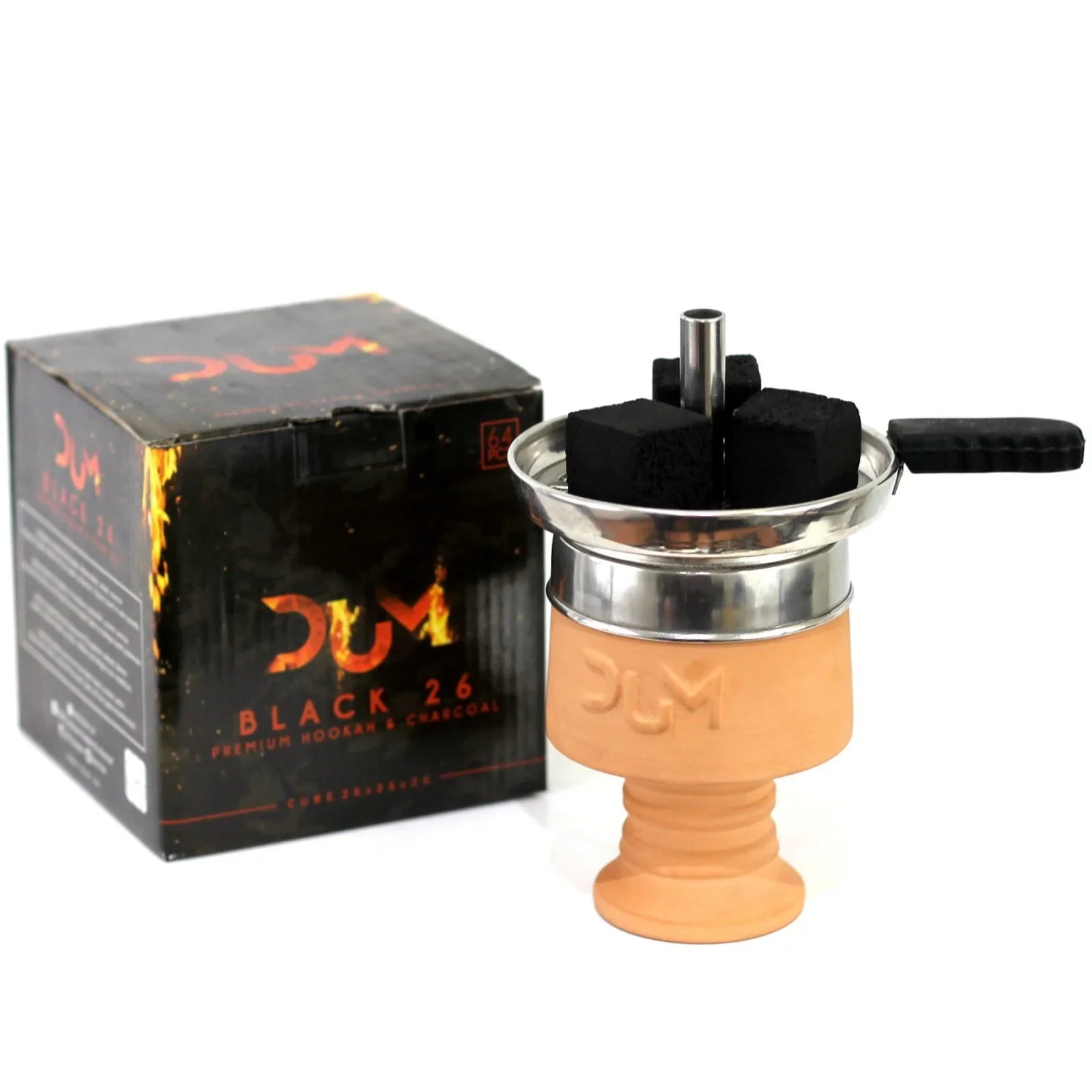 DUM Black 26 mm shisha kolen kubus - natuurkolen voor waterpijp, weinig as