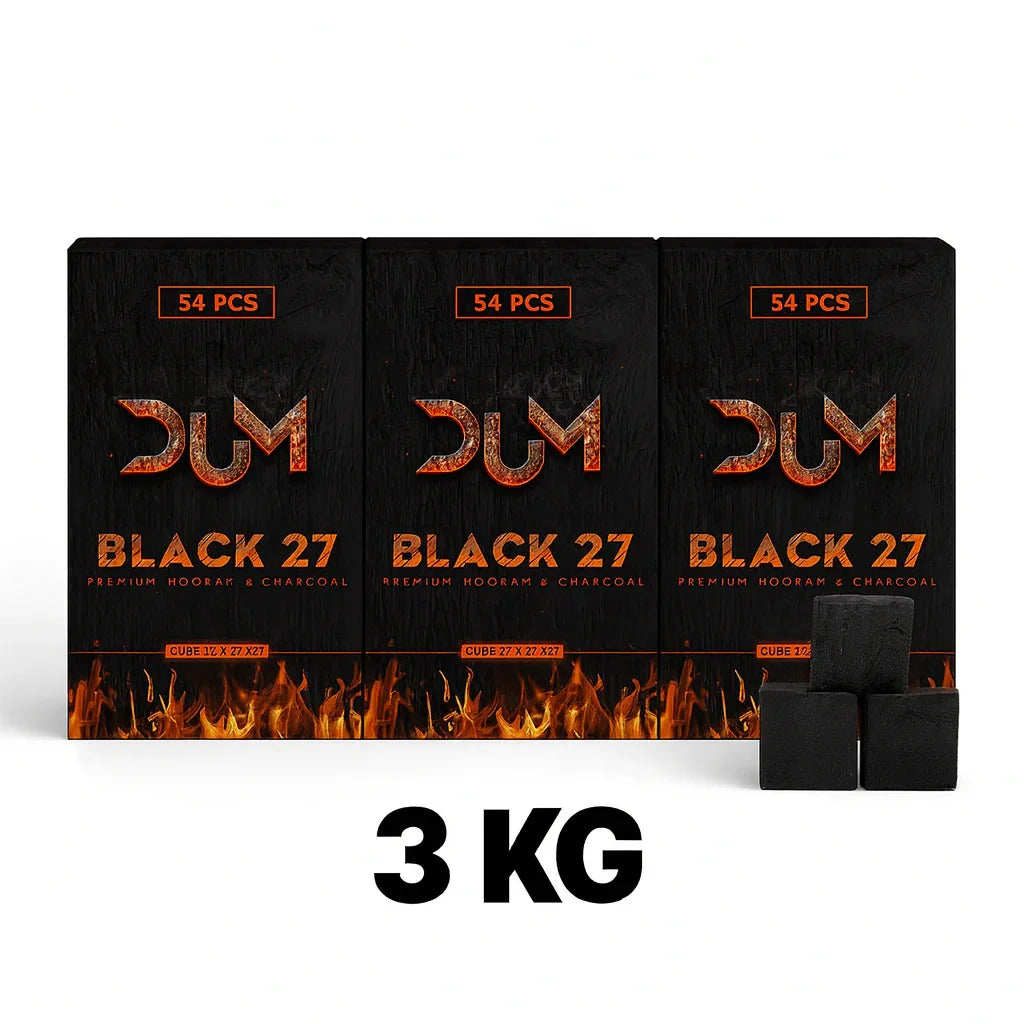 DUM Black kokoskolen 27 mm, 3 kg voordeelverpakking - geur- en smaakvrije waterpijp kolen van kokosnootschalen