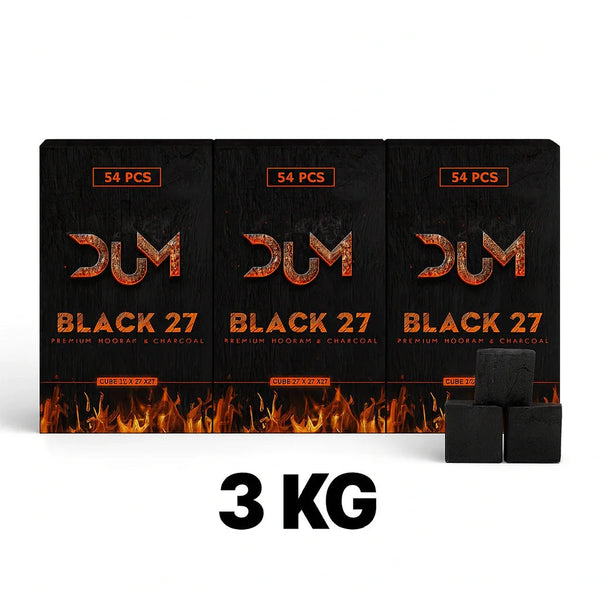 DUM Black kokoskolen 27 mm, 3 kg voordeelverpakking - geur- en smaakvrije waterpijp kolen van kokosnootschalen