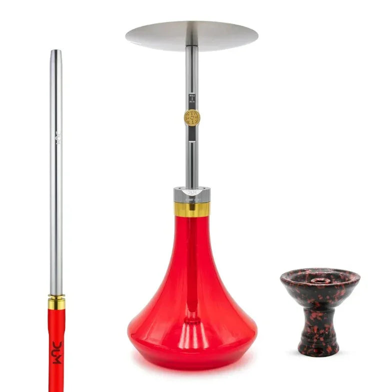 DUM BOOST L D01 shisha waterpijp rood - stille diffuser en siliconen slang