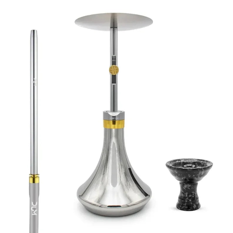 DUM BOOST L D01 shisha waterpijp zilver - AirControl gouden knop detail
