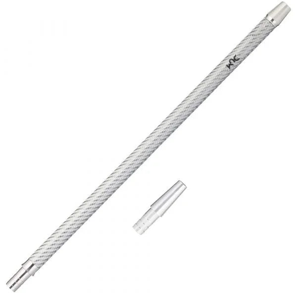 DUM Carbon Mondstuk 40cm zilver - tijdloos shisha mondstuk met carbon weefstructuur