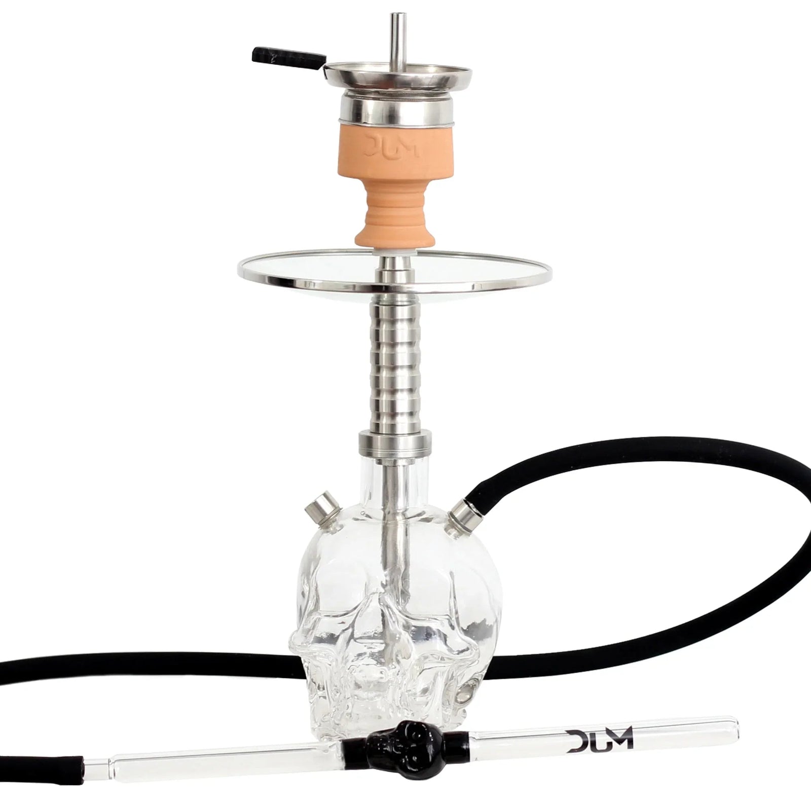 Dum Cranium waterpijp volledig overzicht, compacte shisha van 34 cm met schedelvormige glazen vaas