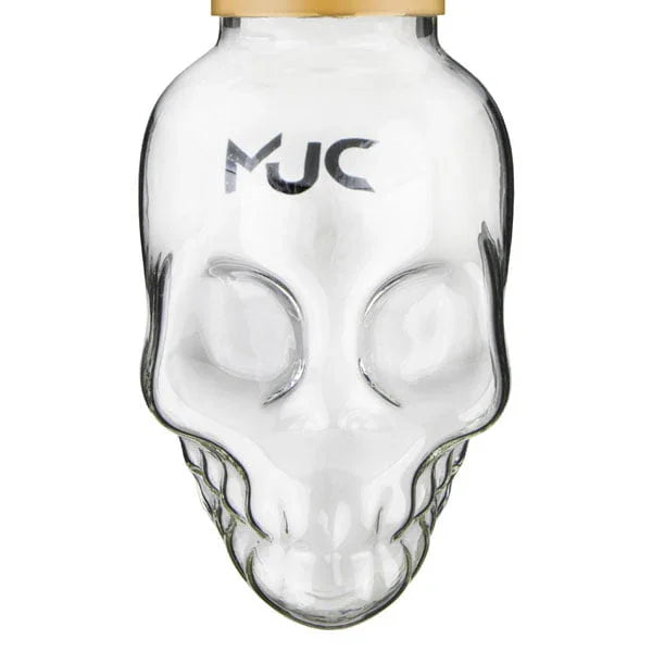 Dum Crazy Skull Gold glazen waterpijp vaas goud - schedeldesign close-up