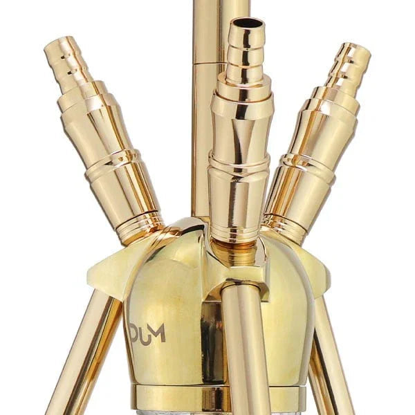 Dum Crazy Skull Gold shisha slanguitgang - drie aansluitingen voor waterpijp slangen