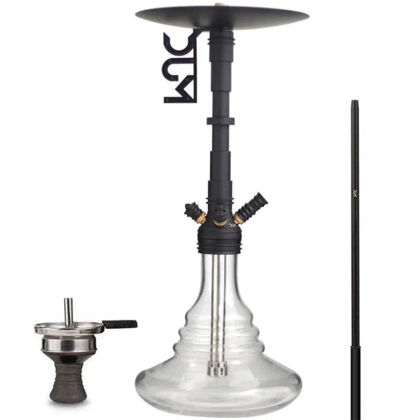 Dum D100 Fat Smoke transparante waterpijp van 70 cm - complete shisha set met carbon kolom en dikke glazen vaas