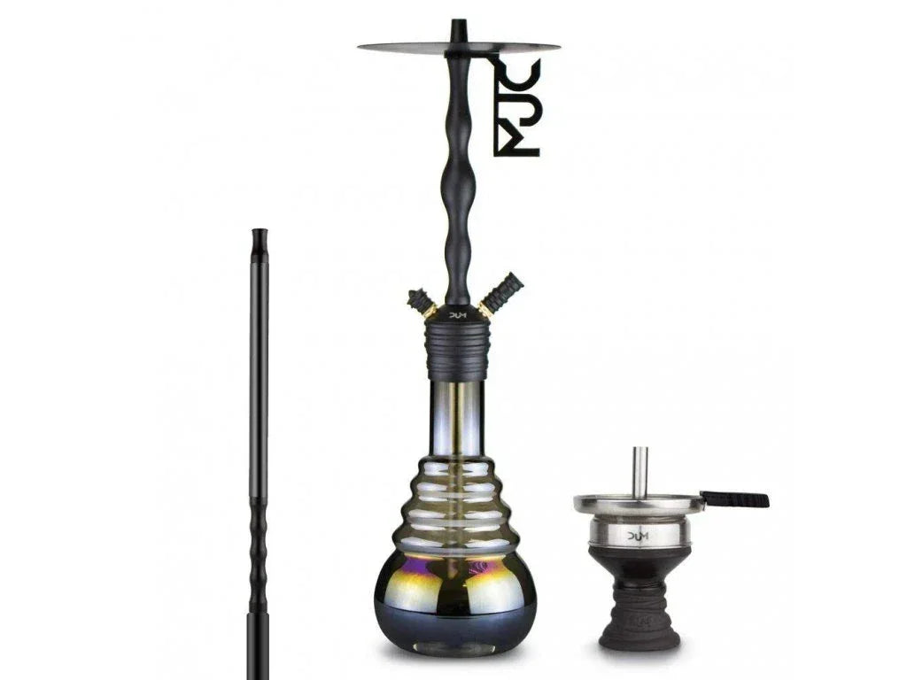 DUM D50 Zwart moderne waterpijp - volledige zwarte aluminium shisha van 60 cm met siliconen slang en kolenplaat