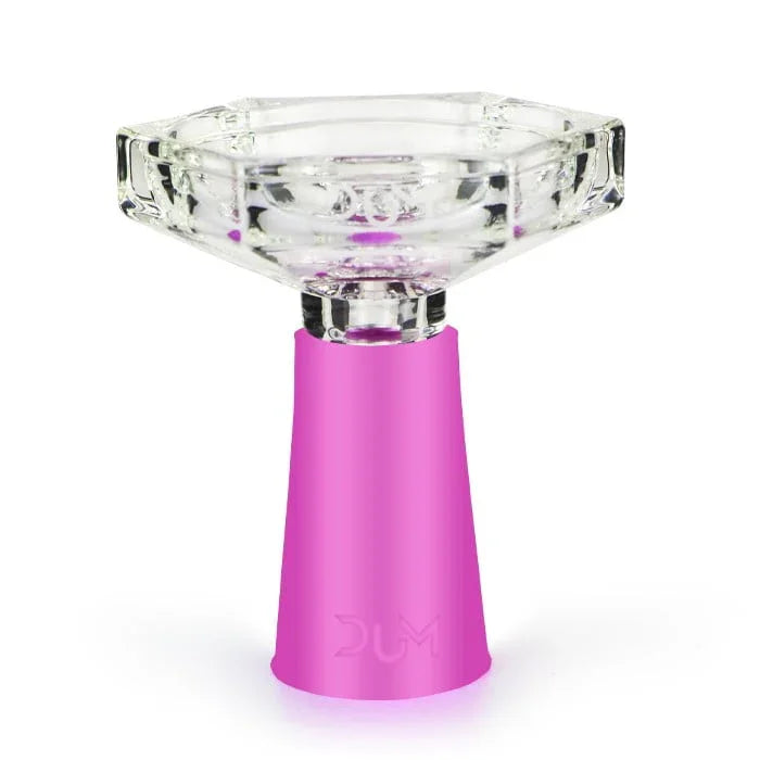 Dum Diamant Bowl glazen shisha tabakskop roze met siliconen voet voor veilig gebruik