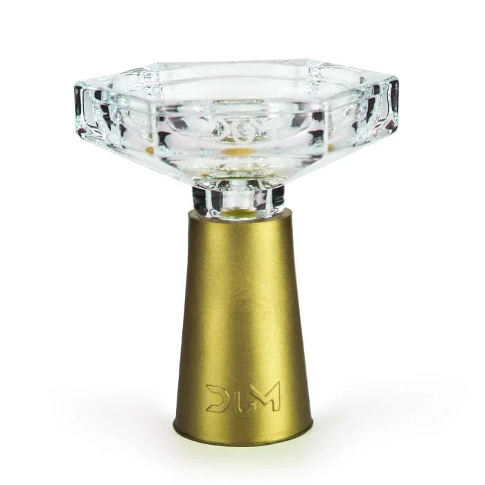 Dum Diamant Bowl glazen waterpijp tabakskop in goud met phunnel-ontwerp en siliconen voet