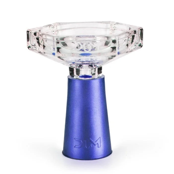 Dum Diamant Bowl shisha tabakskop blauw, diamantvorm met groot centraal gat