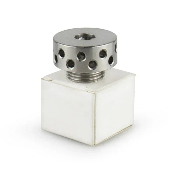 Dum Diffuser SS Lux op een waterpijp stang - shisha diffuser voor stiller roken