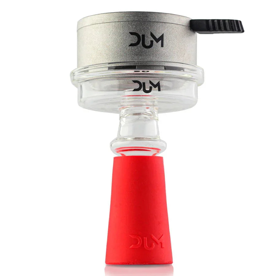 Dum Fireplace Wind Bowl glazen shisha tabakskop in rood met silicone onderkant
