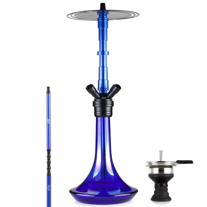 DUM Magnum 2.0 Large waterpijp in blauw met siliconenslang en aluminium handgreep