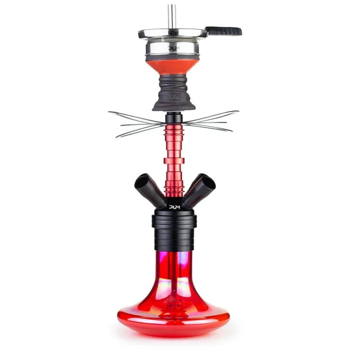 Dum Magnum 2.0 Mini shisha rood - dikke glazen vaas en vier slanguitlaten