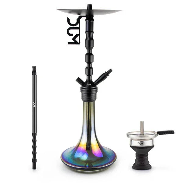 Dum Metropole shisha zwart - grote waterpijp met aluminium rookkolom