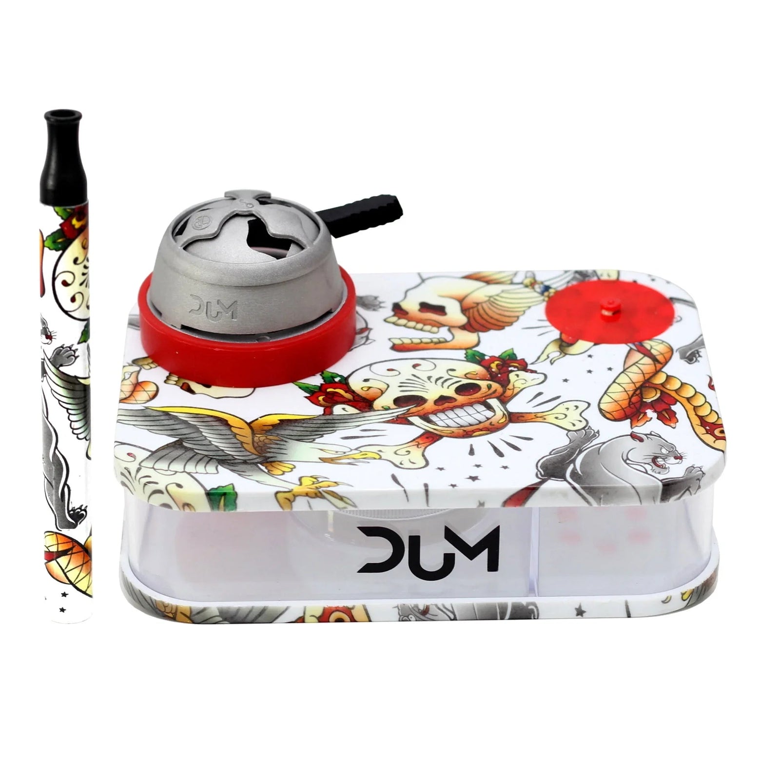 Dum Party Box complete waterpijp set in het rood met 2-in-1 tabakskop en warmtebeheer