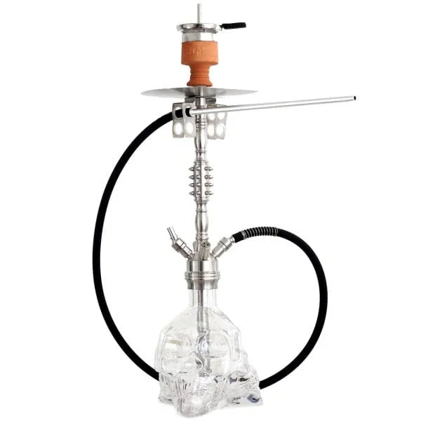 Dum Philip Plein Large waterpijp volledig beeld - grote shisha van 72 cm met 3D schedel vaas en RVS opbouw