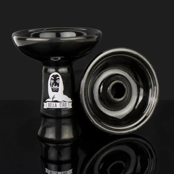 Dum Phunnel tabakskop Bella Ciao Black Edition - zwarte shisha tabakskop zijaanzicht