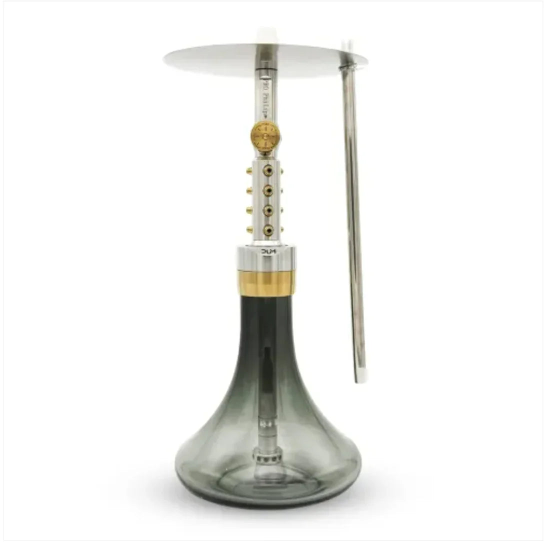 DUM Pro Phillip Golden Flame waterpijp goud met vlamdesign, complete shisha set van roestvrij staal en glas, 60 cm