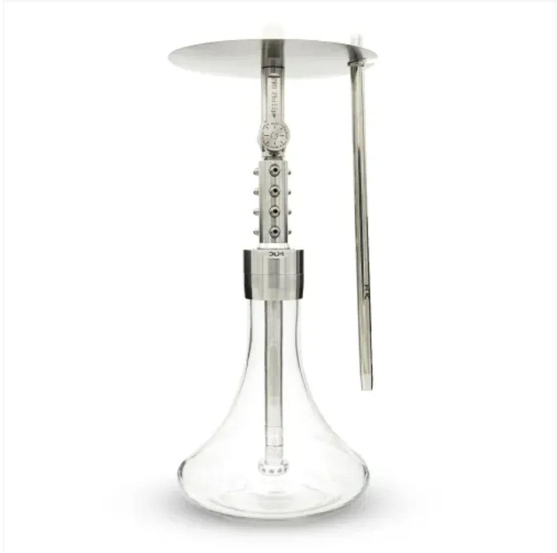 DUM Pro Phillip waterpijp van roestvrij staal met glazen vaas - complete shisha set van circa 60 cm