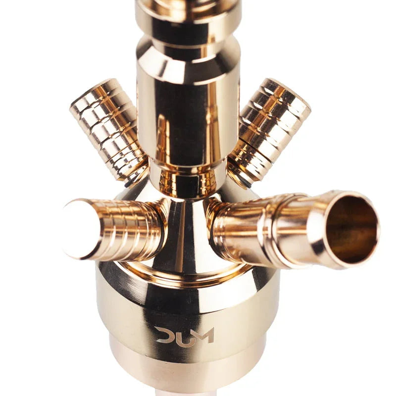 DUM Ragnarok Rose Gold shisha detail van de rose gold rookkolom en het kliksysteem