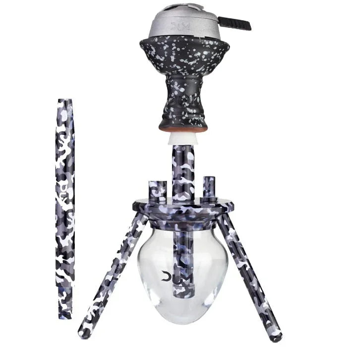 Dum Spinne Camouflage shisha zwart - stoer camouflagedesign op glazen waterpijp vaas