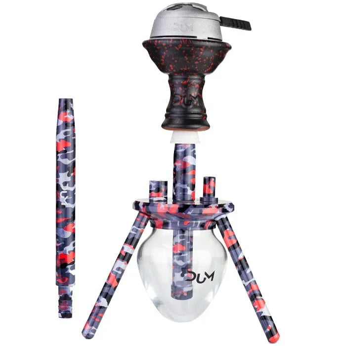 Dum Spinne Camouflage waterpijp in rood met glazen camouflage vaas - complete shisha set