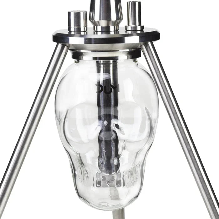 Dum Spinne Skull Zilver shisha zijaanzicht aluminium rookzuil en statiefconstructie