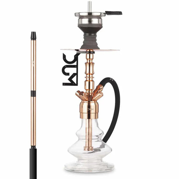 DUM SS26 Junkie Rose Gold waterpijp van roestvrij staal, ca. 45 cm, compacte shisha met roségouden afwerking en diffuser