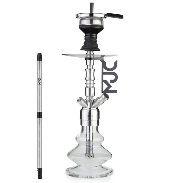 DUM SS26 Junkie Silver waterpijp van roestvrij staal met zilveren afwerking - compacte shisha circa 45 cm
