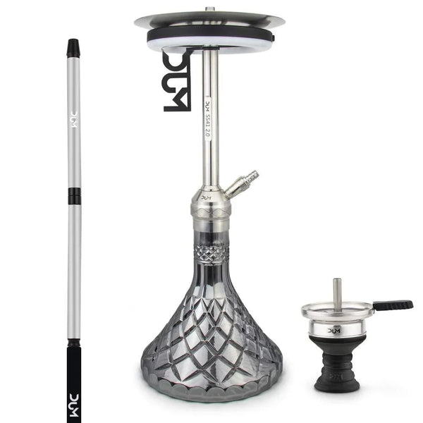 Dum SS41 Grande 2.0 shisha waterpijp in zwart met LED-verlichting en gedegradeerde glazen vaas