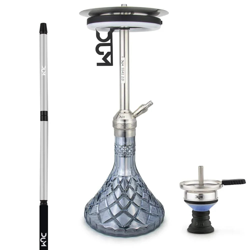 Dum SS41 Grande 2.0 waterpijp blauw - complete shisha set met roestvrijstalen rookkolom