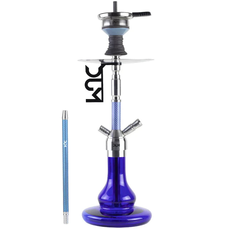 Dum SS55 Half Carbon shisha waterpijp blauw, zijaanzicht