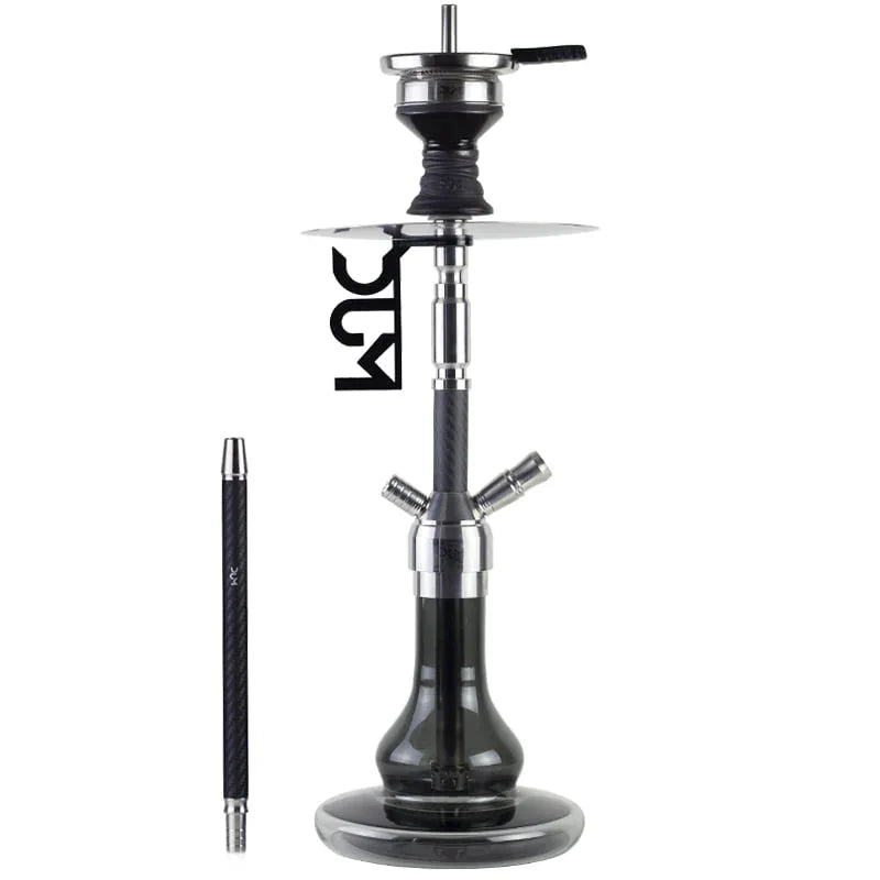 Dum SS55 Half Carbon shisha zwart met carbon rookkolom detail
