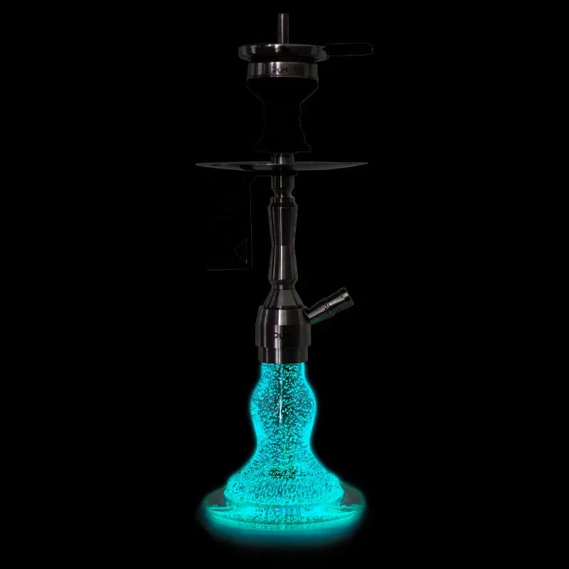 Dum SS60 Shutter waterpijp blauw glow - kristallen vaas met lichteffect