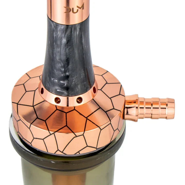 Dum SS68 Kazan Small Black Gold shisha met gouden rookkolom - zijaanzicht