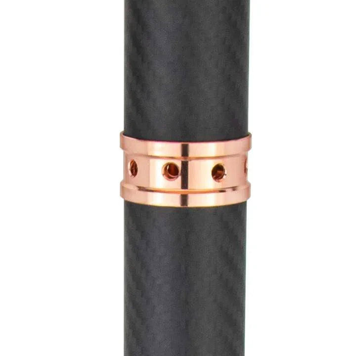 Dum SS71 Big Buffer Gold shisha met gouden rookkolom en zwarte RVS zuil zijaanzicht