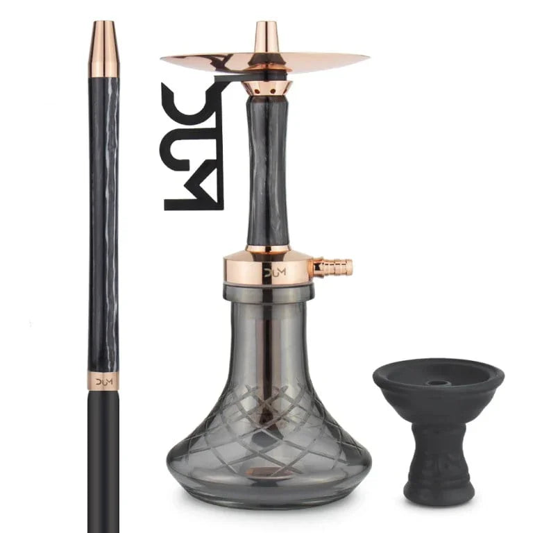 Dum SS78 Samara Black and Gold shisha waterpijp zwart gouden kolom glazen vaas volledig aanzicht