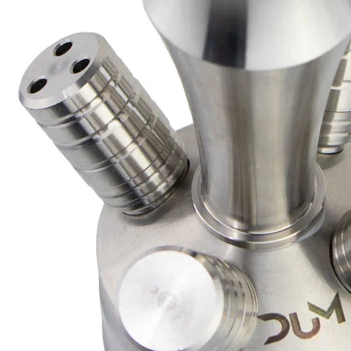 Dum The Gun 4S shisha vier slangansluitingen kolom detail