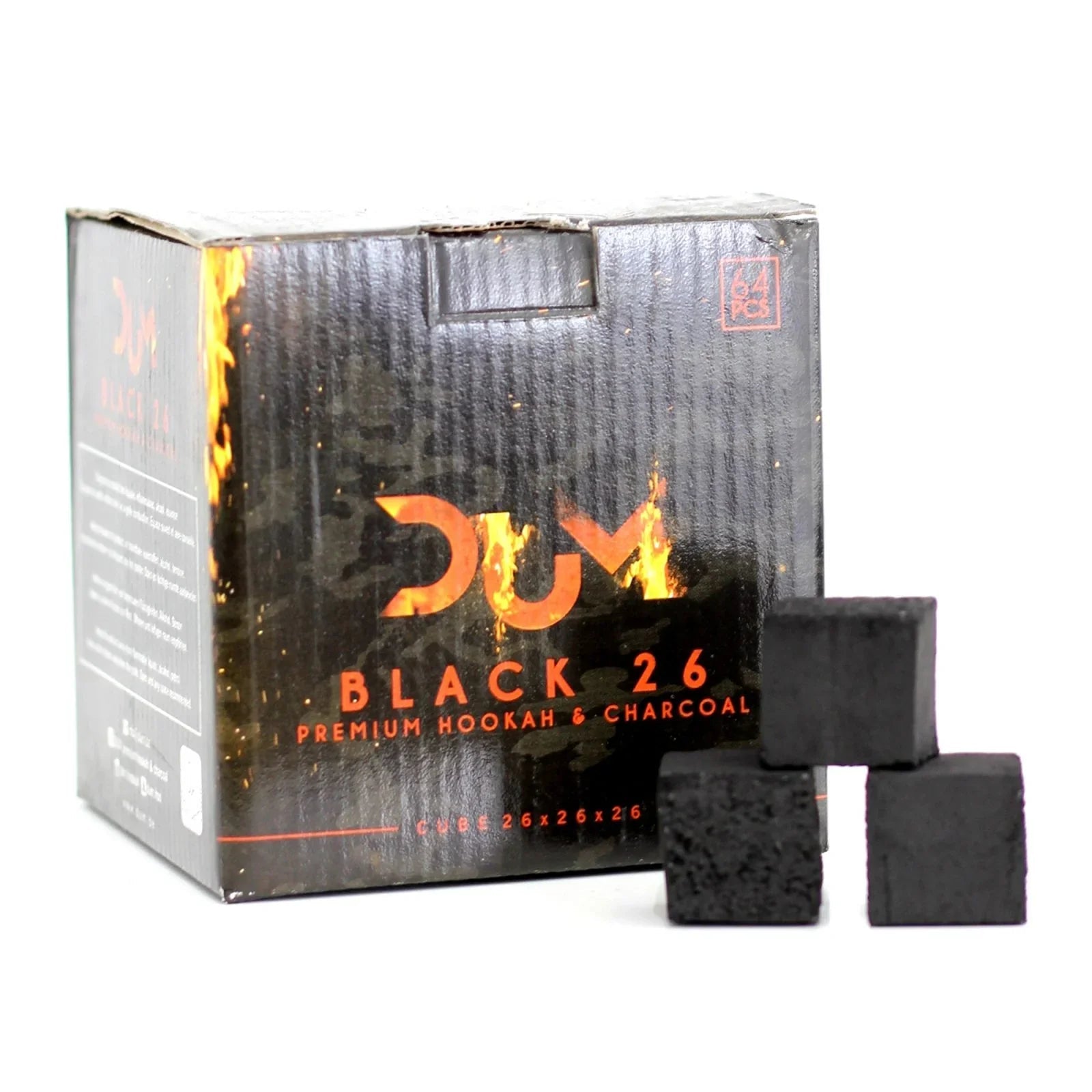 DUM waterpijp kolen 26mm Black - natuurkolen voor shisha gebruik, detail kooltje