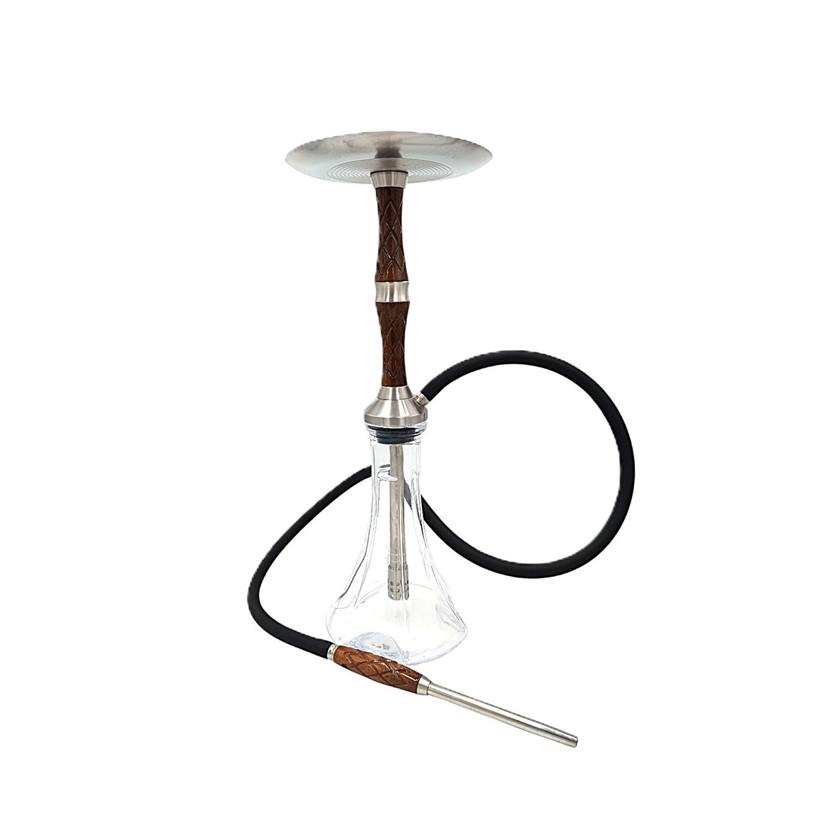 El Nefes Apollo 11 Wood shisha van 53 cm met bewerkte houten mantels in vooraanzicht