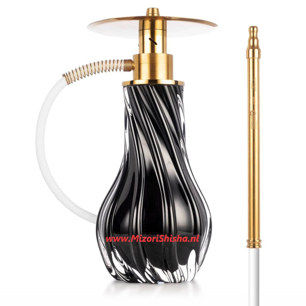 El Nefes Meets Oduman Dream M1 zwart - compacte shisha waterpijp met kristallen vaas en gouden accenten