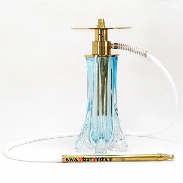 El Nefes Meets Oduman Dream M2 blauw - compacte luxe waterpijp met kristallen vaas, vooraanzicht