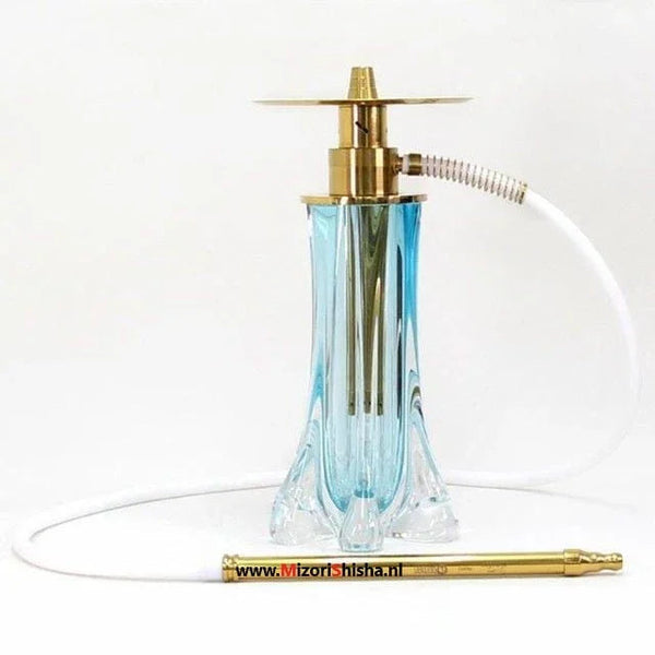 El Nefes Meets Oduman Dream M2 blauw - compacte luxe waterpijp met kristallen vaas, vooraanzicht