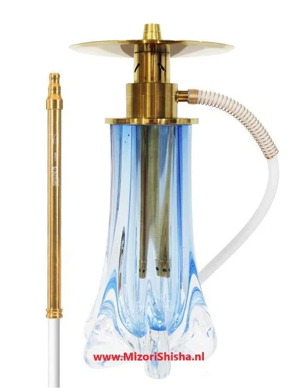 El Nefes Meets Oduman Dream M2 waterpijp blauw-goud - handgeblazen Boheemse kristallen vaas close-up
