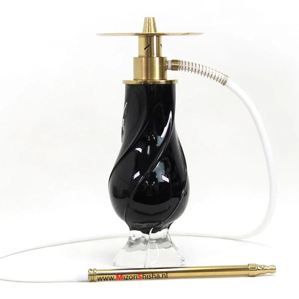 El Nefes Meets Oduman Dream M3 shisha zwart goud - luxe waterpijp met Boheems kristallen vaas